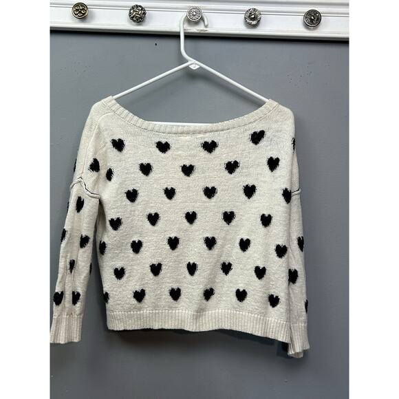 Moth Heart Intarsia Cardigan Sweater Womens Medium Alpaca Cream Black Button - Picture 2 of 8